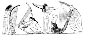 Several Egyptian Harps